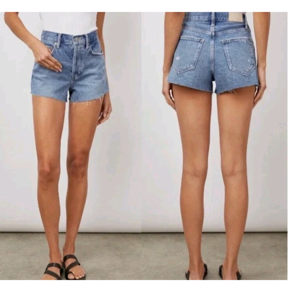 Rails Pants - Rails Shorts Size 27 The Fairfax High Rise Cut Off Button Fly Denim Blue Altered